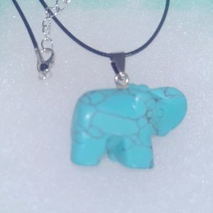 Hippie Boho Natural Turquoise Elephant Black Cord 18-20” Neck…
